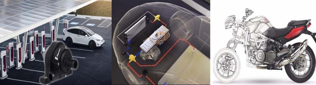 coolant pump application for electric vehicle